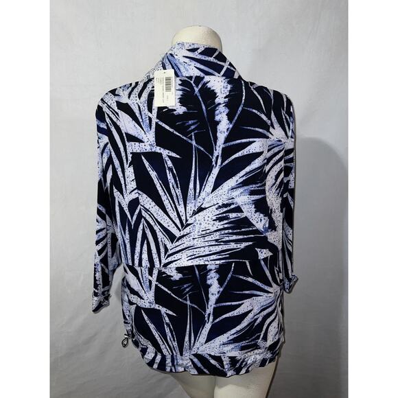 New Zenergy CHICO'S Jacket Sz L (2) Blue Ombre Leaf Print NEEMA Zip Windbreaker - Picture 6 of 7